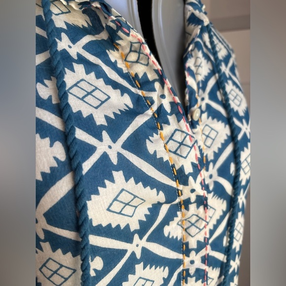 Dolma Cotton Blue and White Midi Dress Size Small - Picture 10 of 11